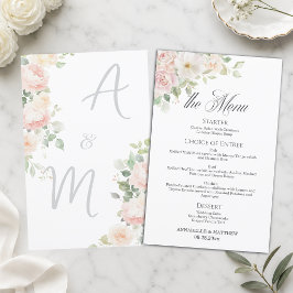 Elegante Menu de Casamento com Rosas Cor-de-Rosa S