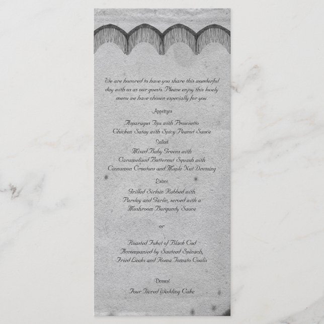 Elegante Menu de Casamento do Lugar Gótico Posh (Frente)