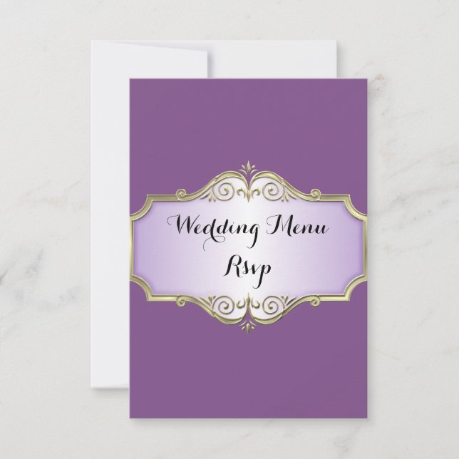 Elegante Menu de Casamento em Seda Antiga RSVP (Frente)