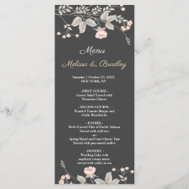 Elegante menu de casamento floral em aquarela chiq