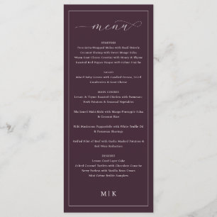 Elegante Menu de Casamento Minimalista Bege-Marrom