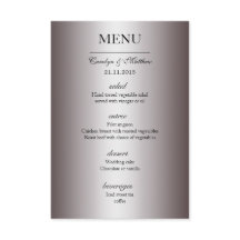 Elegante Menu de Casamento Prateado com Classe
