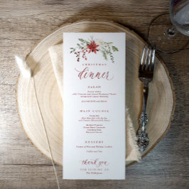 Elegante Menu de Jantar de Natal em Aquarela Festi