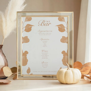 Elegante Menu do Bar Botânico Ivory & Terracotta