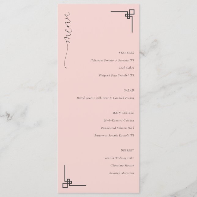Elegante Menu Minimalista Rosa (Frente)