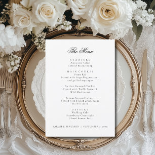 Elegante Menu Negra Casamento e Recepção Obrigado