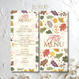 Elegante Menu Plano de Folhas de Outono