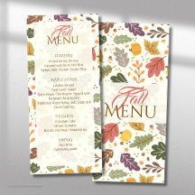 Elegante Menu Plano de Folhas de Outono