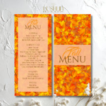 Elegante Menu Plano de Folhas Laranjas de Outono