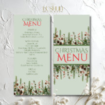 Elegante Menu Plano de Natal Verde