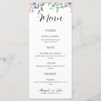 Elegante Menu Recepção de casamento de Flor Selvag