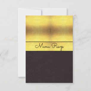 Elegante Menu RSVP Dourado & Preto