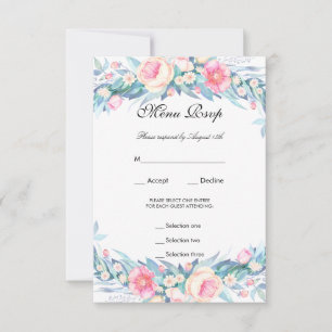 Elegante Menu RSVP Floral Aquarela