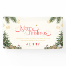 Elegante Merry Christmas em Aquarela Verde e Verme