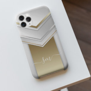 Elegante Metal 3D look Caligrafia Monograma Dourad