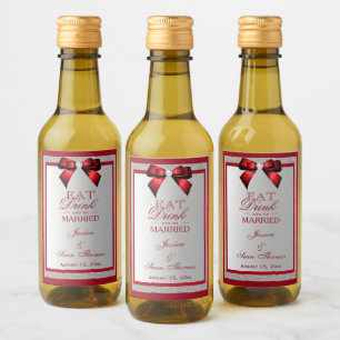 Elegante Mini Garrafa de Casamento em Vermelho Rub
