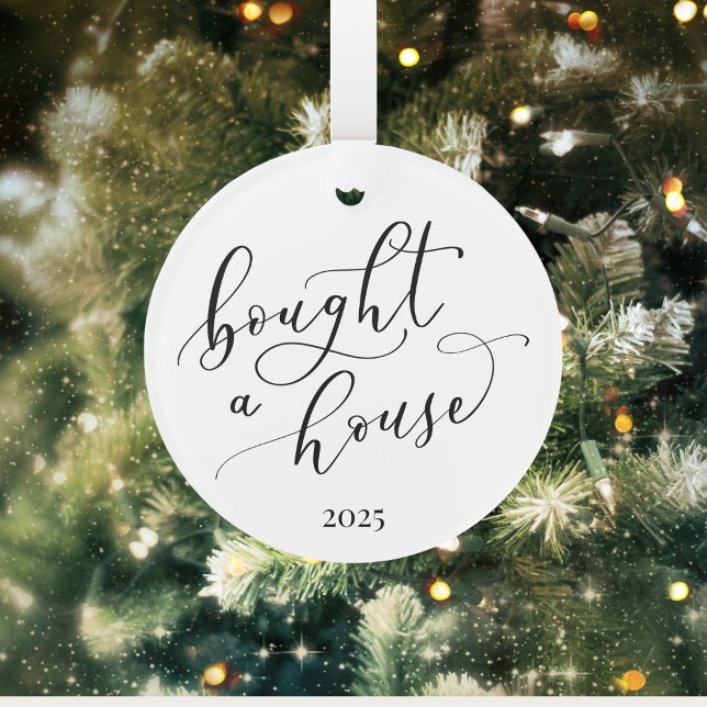 Elegante Mínimo Comprou Um Ornamento De Casa (Bought a House Ornament | First Home Christmas Keepsake | New Homeowner Holiday Gift Ideas)