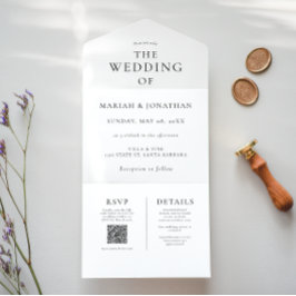 Elegante Mínimo Tudo Em Um Convite De Casamento