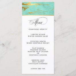 Elegante Mint e Dourado Marble Weding Menu