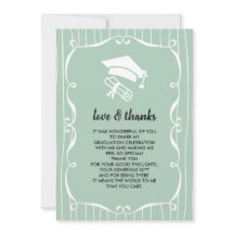 Elegante Mint White Graduação Obrigado Cartão com