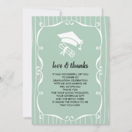 Elegante Mint White Graduação Obrigado Cartão com
