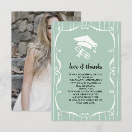 Elegante Mint White Graduação Obrigado Cartão com