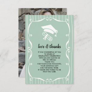 Elegante Mint White Graduação Obrigado Cartão com
