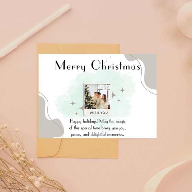 Elegante Modelo de Cartão de Natal Feliz (Elegant Merry Christmas Card Template)