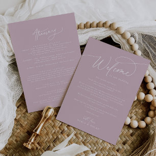 Elegante Modelo Itinerário de Casamento Cor-de-Ros