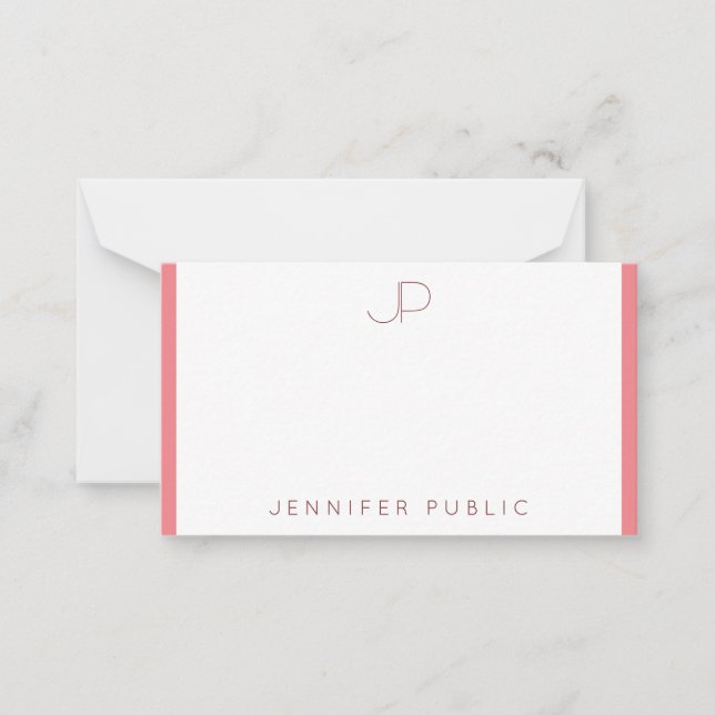 Elegante Modelo minimalista vermelho-rosado monogr (Frente)