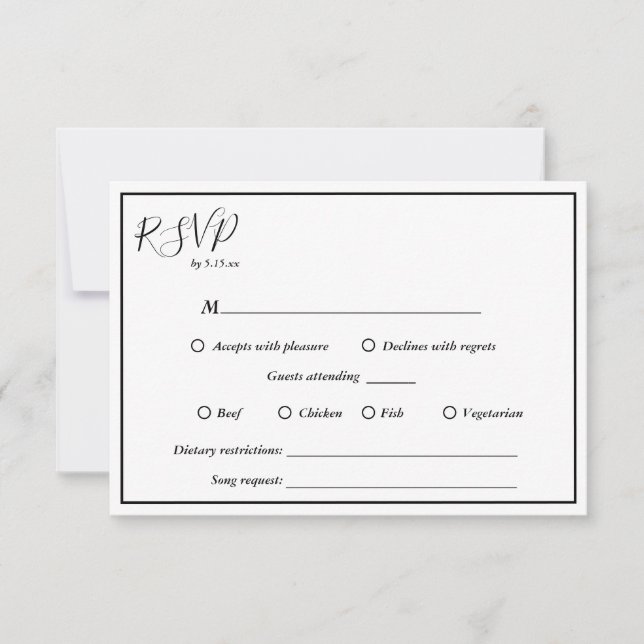 Elegante Modern All In One Weding RSVP Card (Frente)