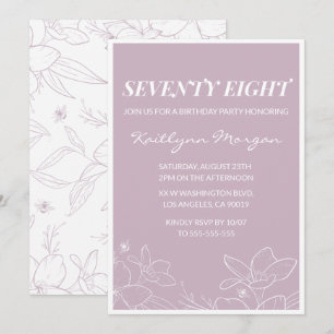 Elegante Modern Floral 78 convites de aniversário