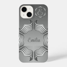 Elegante Modern Peeking Heart Monograma iPhone 14