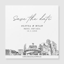 Elegante Modern Script Imã salve a data Reno