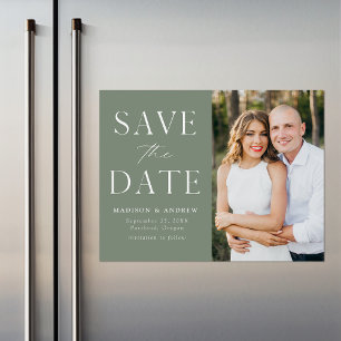 Elegante Moderno Cartão de Salvar a Data em Verde 