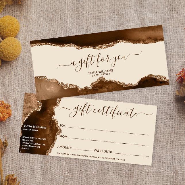 Elegante Moderno Dourado Glitter Agate Castanho (Criador carregado)