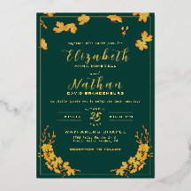 Elegante Moderno Emerald Green e Dourado Casamento