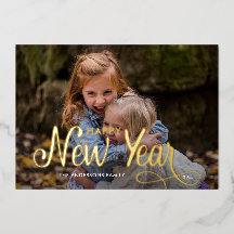 Elegante Moderno Feliz Ano Novo 3 Fotos Script   F