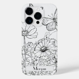 Elegante Moderno Flores Selvagens brancas e pretas