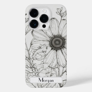 Elegante Moderno Flores Selvagens brancas e pretas