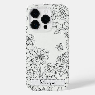 Elegante Moderno Flores Selvagens brancas e pretas