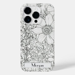 Elegante Moderno Flores Selvagens brancas e pretas