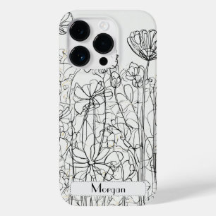 Elegante Moderno Flores Selvagens brancas e pretas