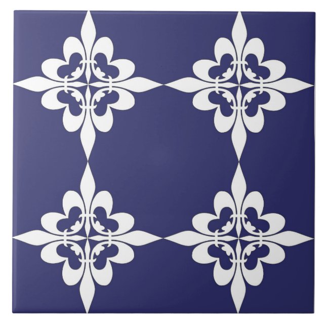 Elegante, moderno, ornamental, azul marinho, branc (Frente)