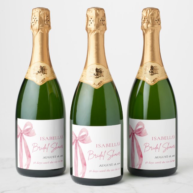 Elegante Moderno Rosa Bege Fita com Laço para Chá  (Garrafas)