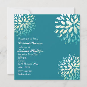 Elegante Moderno Turquesa Teal Silver Convite Flor