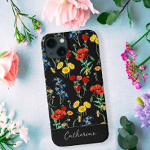 Elegante moderno Wildflower Name em preto
