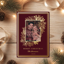 Elegante Moldura de Foto Botânica em Dourado e Bur
