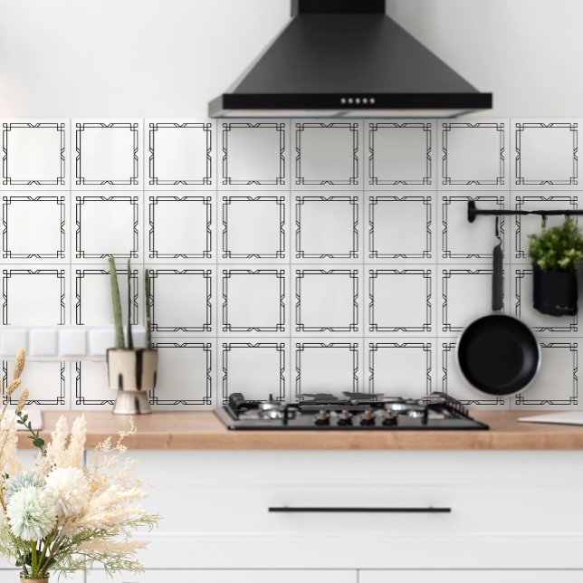 Elegante Moldura Preta Simples Art Déco em Branco (Criador carregado)