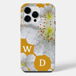 Elegante Monograma Arte Floral Fofo Dourado Escuro